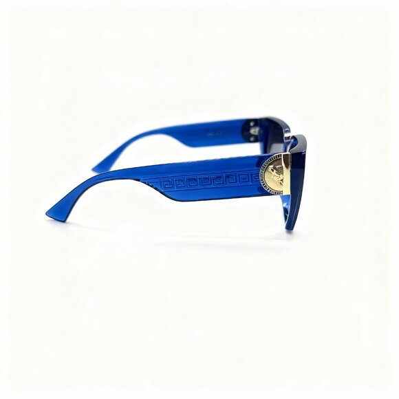 NEW MEDUSA Luxe Iconic Glam Trendy Designer Style Sunglasses Blue Gold - Picture 4 of 5